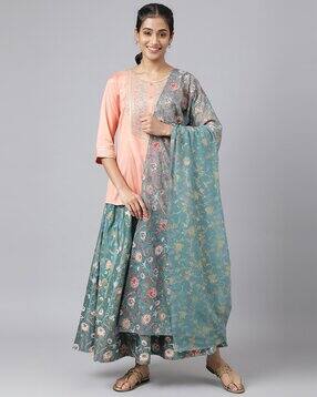 aurelia Embroidered Top with Printed Skirt & Dupatta-picture-16
