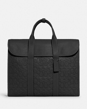 Coach Slim Brief in Signature Embossed Black offers Leather Briefcase w steal