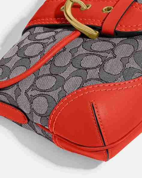 Coach Shoulder Purse 4 C Circle Monogram Salmon Orange/Coral Patent Leather  Bag | eBay
