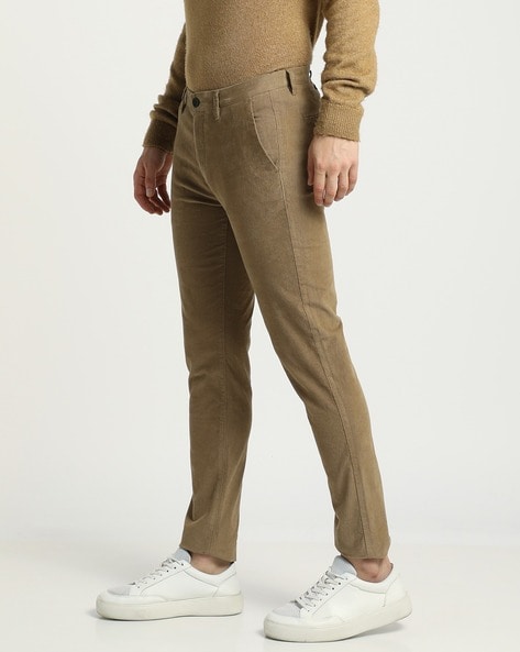 Buy Men Brown Comfort Fit Textured Casual Trousers Online - 81947 | Allen  Solly