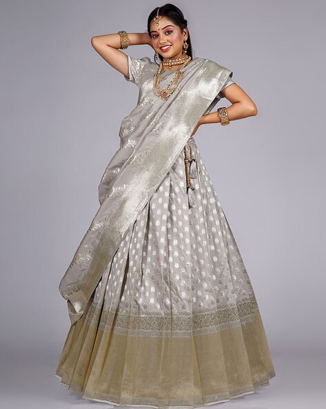 Multi Color Banarasi Silk Woven Lehenga Choli