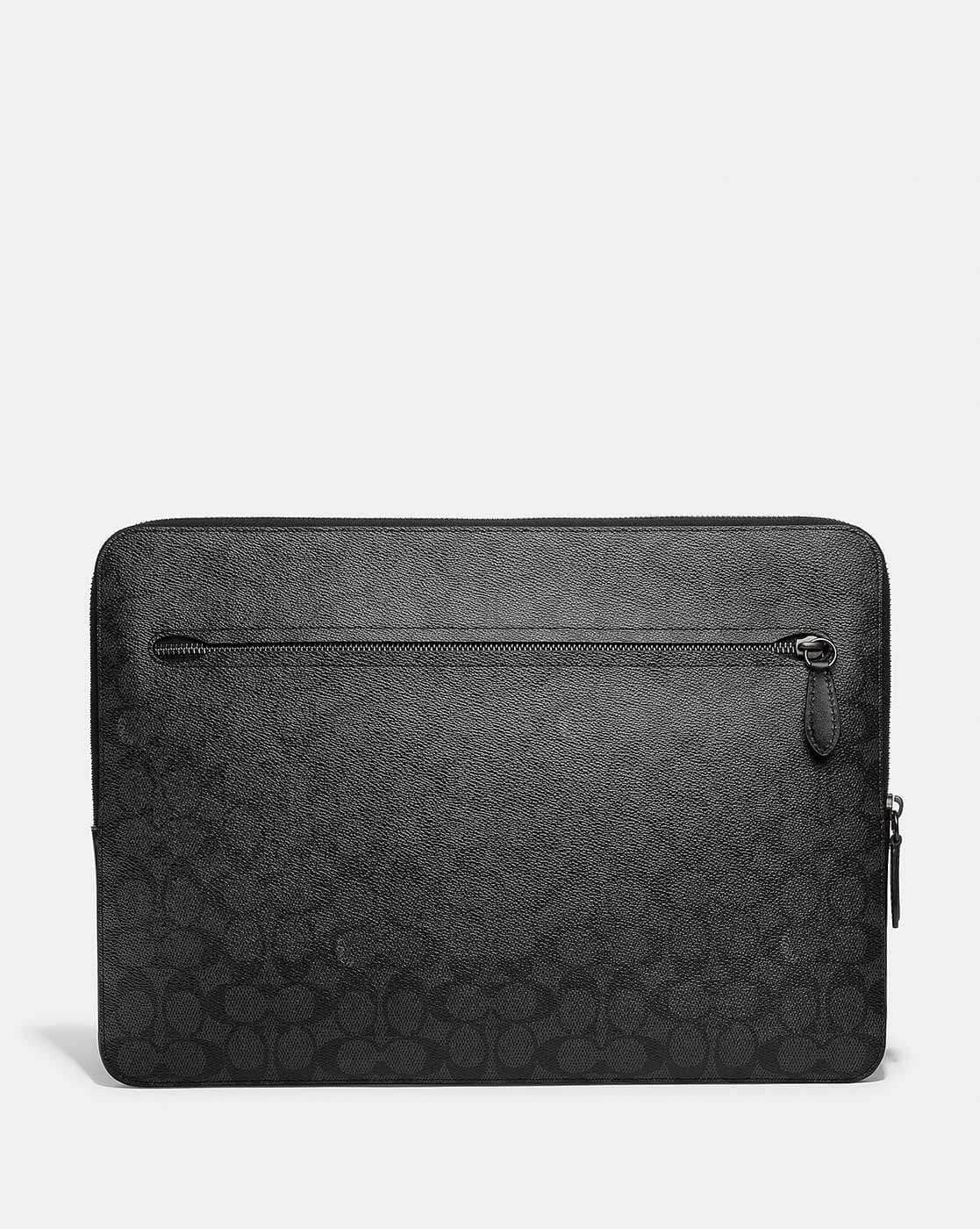Buy Coach Zip-Around Laptop Case In Signature Canvas | Black Color