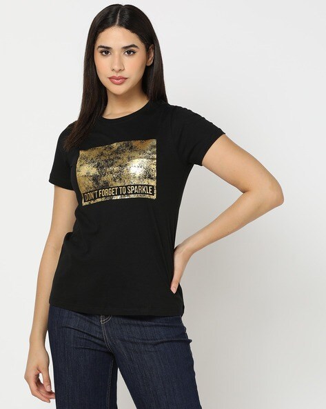 Typographic Print Cotton Crew-Neck T-Shirt