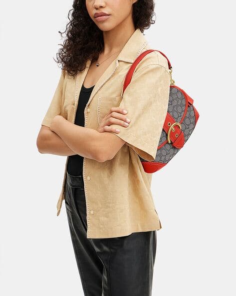 バッグ Coach Soho signature Shoulder Bag Purple Coach Soho Signature Logo-Jacquard Bag