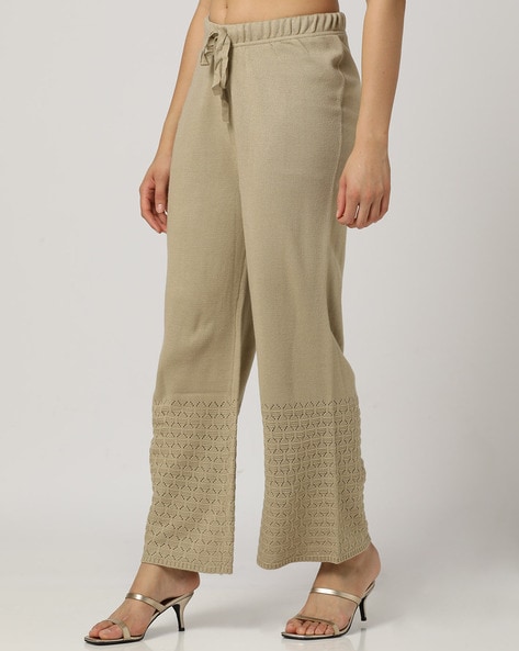 SHEIN Elastic Waist Rib-knit Palazzo Pants | Bell bottoms outfit, Palazzo  pants, Fashion outfits