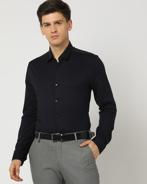 Buy Navy Blue Shirts for Men by NETPLAY Online