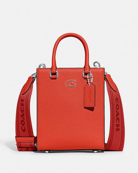 Orange coach tote - small | Leather handbags crossbody, Leather crossbody  bag small, Black leather crossbody bag