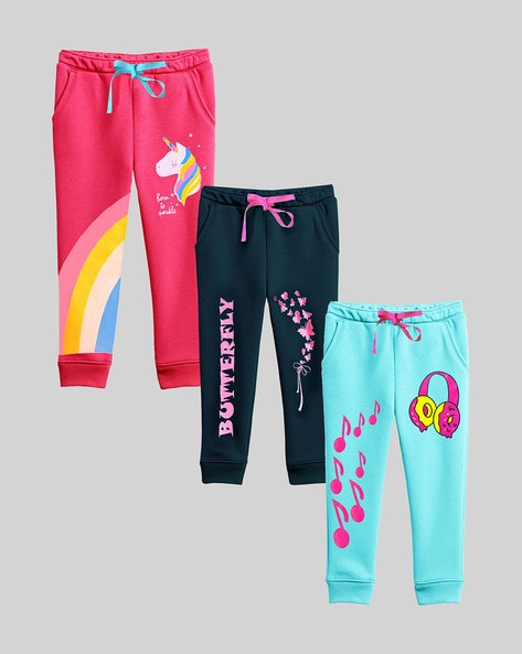 Buy Multicoloured Track Pants for Girls by Kuchipoo Online