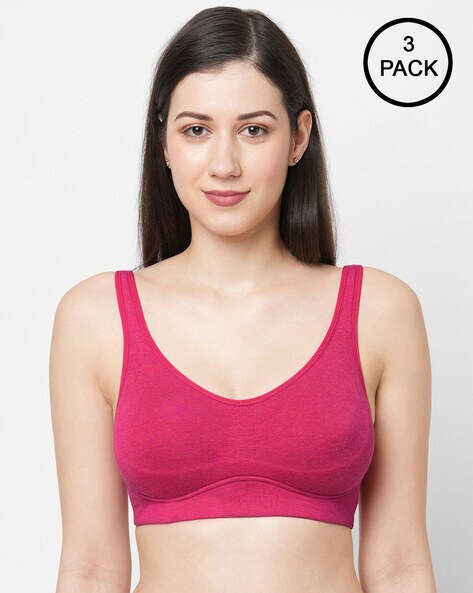 Buy Inner Sense Pack Of 3 Pink Non Wired Lightly Padded