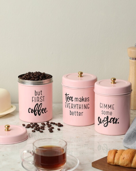 Pink tea sale coffee sugar canisters