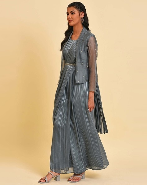 Saree with long jacket – Delphiclassic