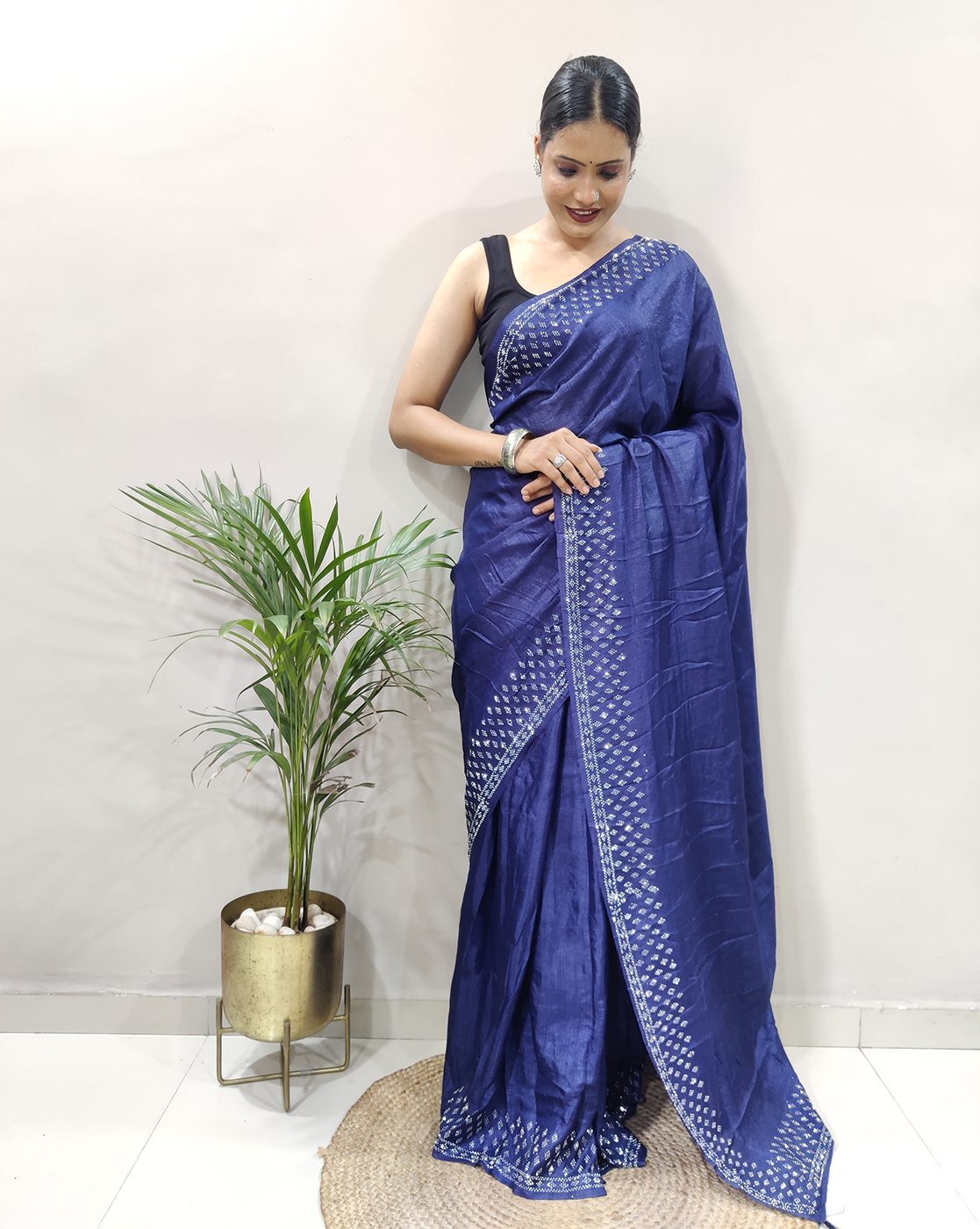 Royal Blue Silk Saree Silver Border | Royal Designer Silk Saree Online