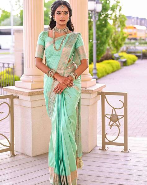 Pista Green Kiara Soft Silk Floral Printed Woven Saree – TASARIKA - India's  Most Loved Sarees!