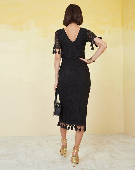 Black dress best sale with tassels