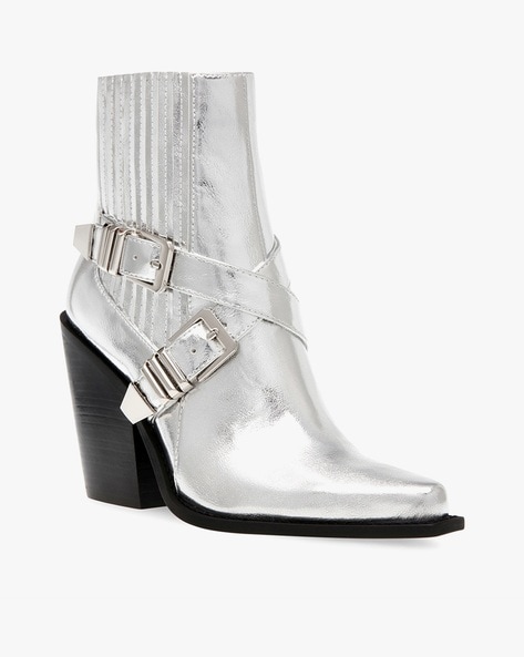 Steve Madden Scripter Silver Mid Booties