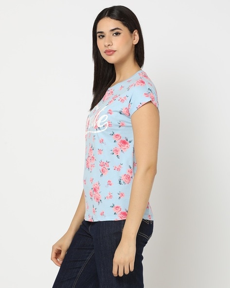 Buy Blue Tshirts for Women by DNMX Online