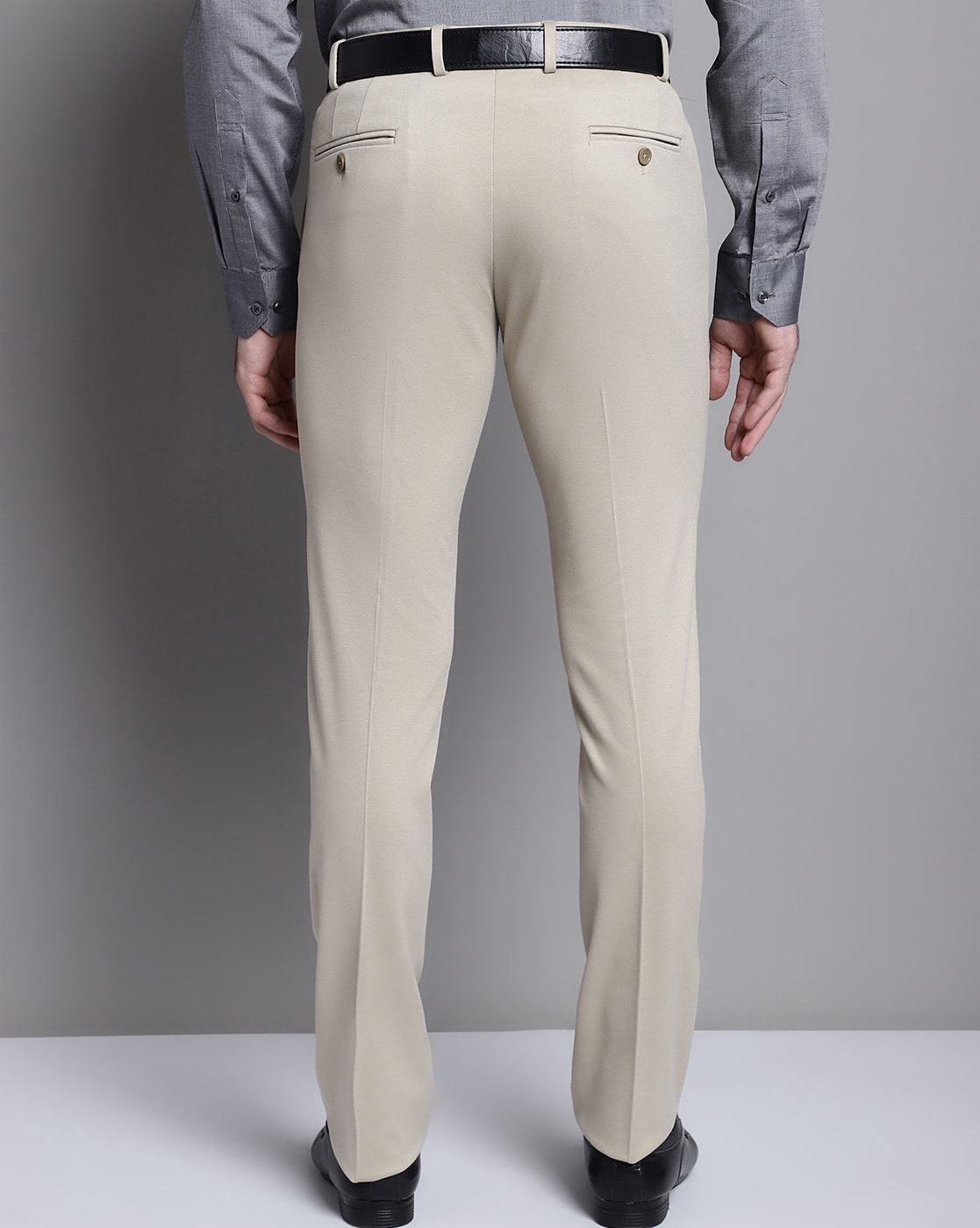 Men Beige Regular Fit Self Design Formal Trousers - Buy Men Beige Regular  Fit Self Design Formal Trousers online in India