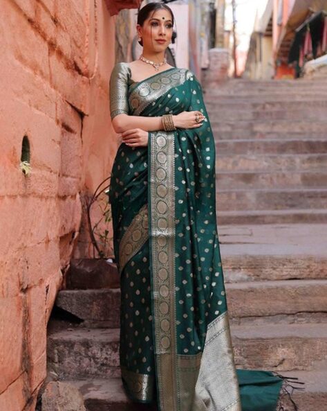 Sea Green Banarasi Silk Saree With Weaving Work – Bahuji - Online Fashion &  Lifestyle Store