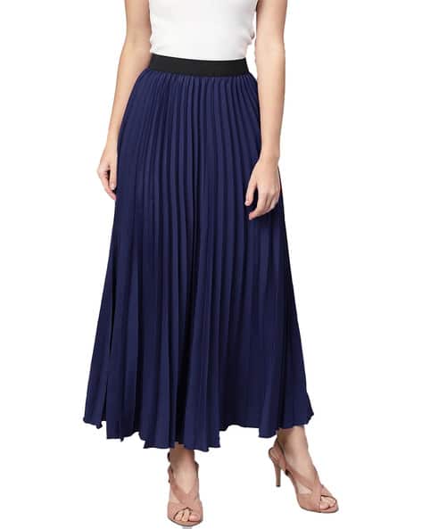Pleated A-Line Skirt with Elasticated Waist
