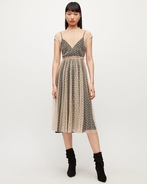Arya Pleated Fit Flare Dress