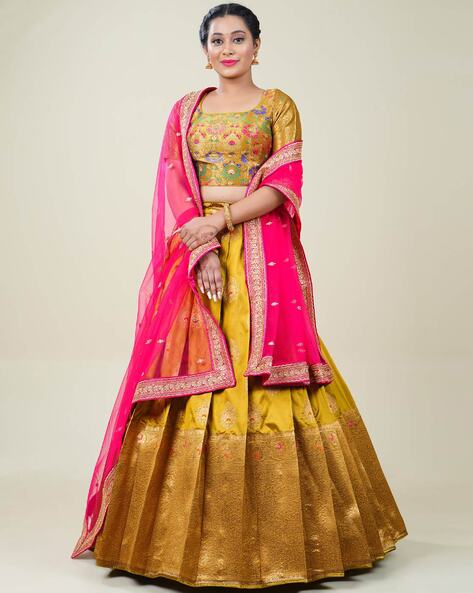 Pink-Yellow Lehenga Set. – Shyam Narayan Prasad