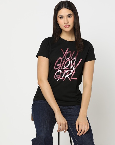 Buy Black Tshirts for Women by DNMX Online