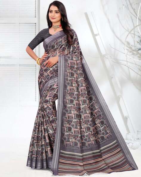 Graceful Grey Linen Silk Saree with Chikankari Border for Party & Wedd –  KotaSilk