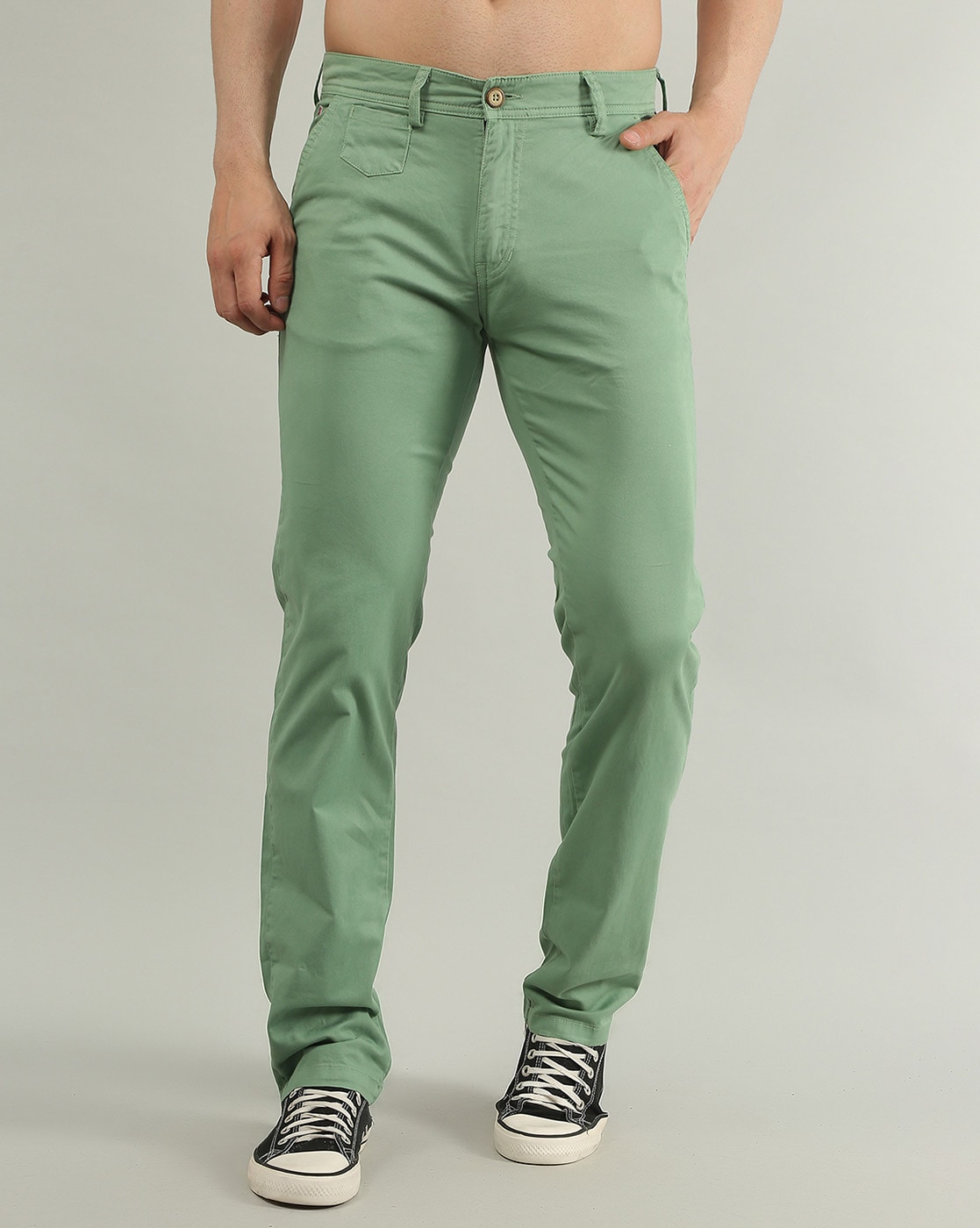 Buy Men's Active Green Stretch Pants Online | SNITCH