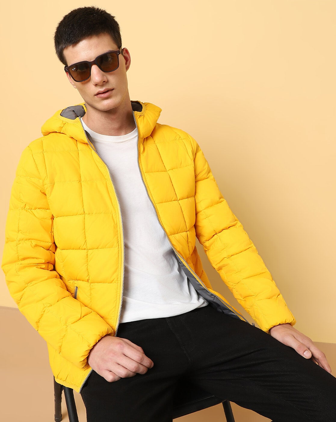 Camla Barcelona Yellow Puffer Jacket for Men | Buy SIZE M Jacket Online for  | Glamly