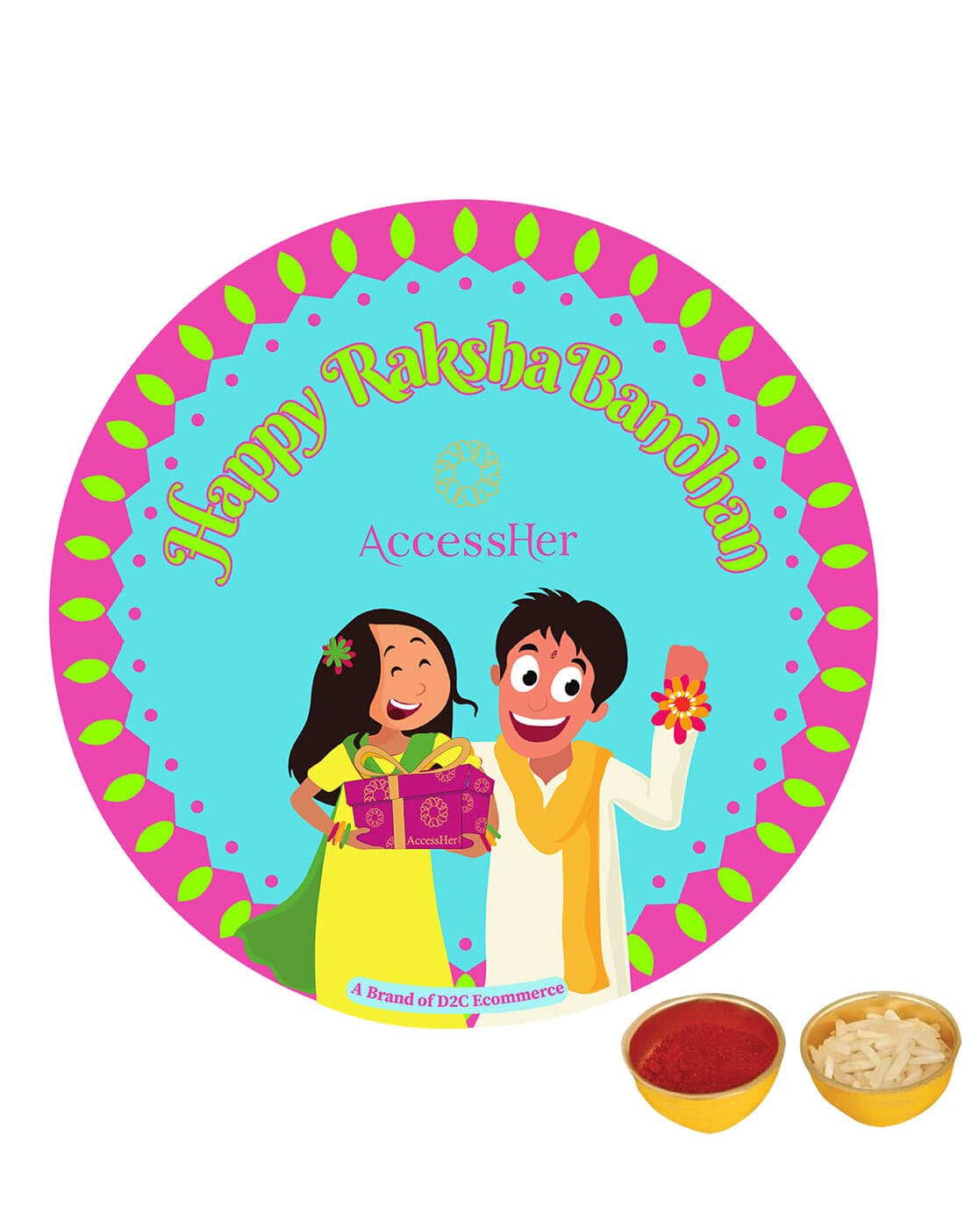 ACCESSHER Designer Peacock Rakhi For Brother – Handcrafted In India With Greeting Card – Rakshabandhan Gift