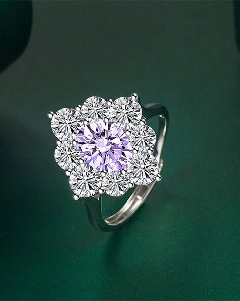 Exquisite 3 Prong Purple Heart Cut Engagement Ring In Sterling Silver –  shine of diamond