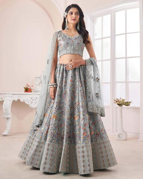 Alluring Grey Sequins Georgette Bridesmaid Lehenga Choli With Dupatta -  Tulsi Art - 4174629