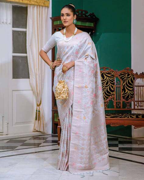 Grey Woven Saree In Art Silk 5611SR08