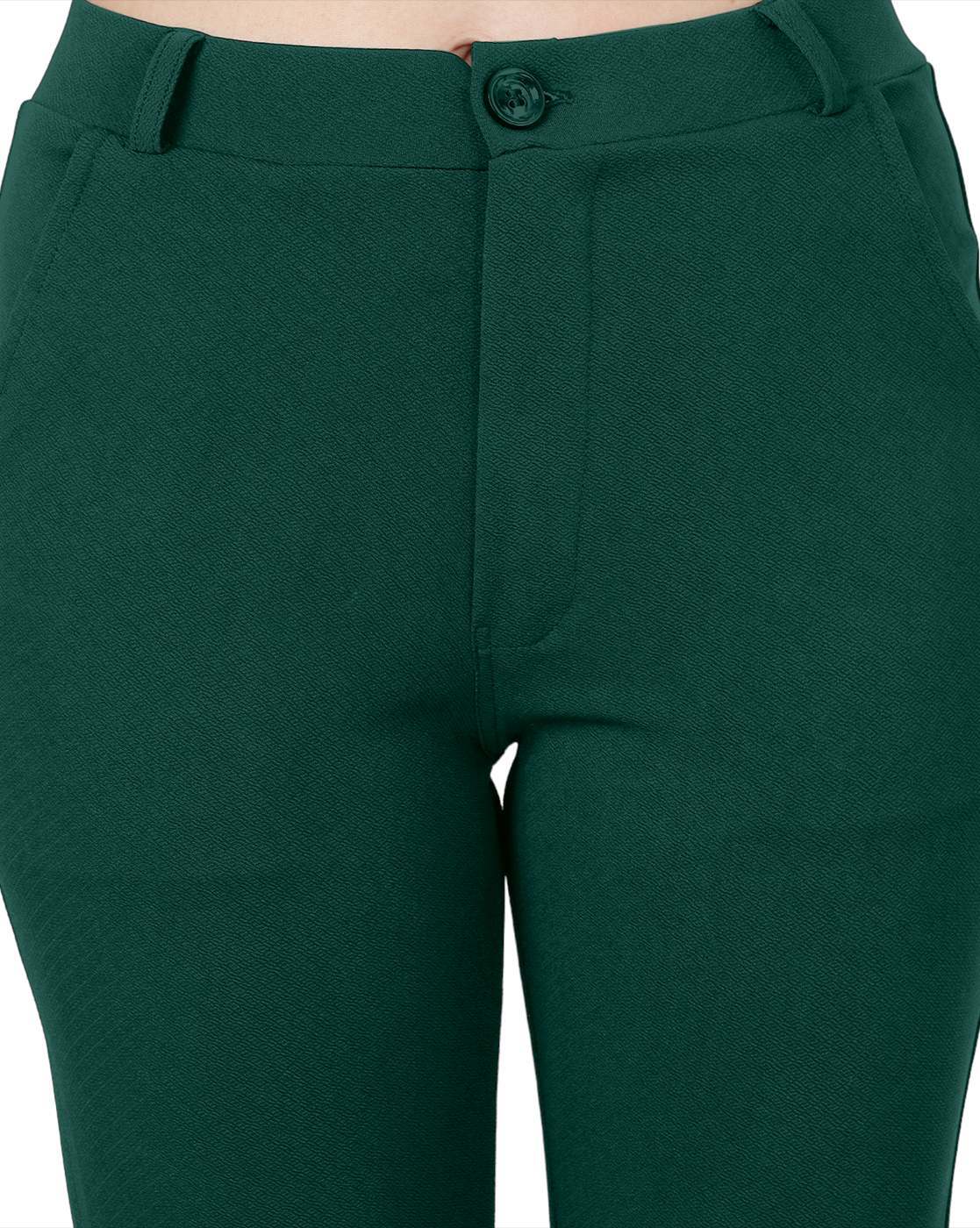 Green High Rise Bootcut Pants Online Shopping | OXXOSHOP