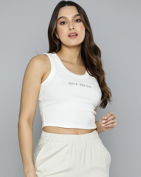 White Viscose Ladies Sleeveless Crop Top at Rs 225/piece in New Delhi