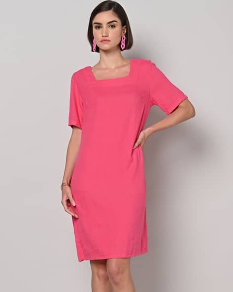 Square-Neck Shift Dress