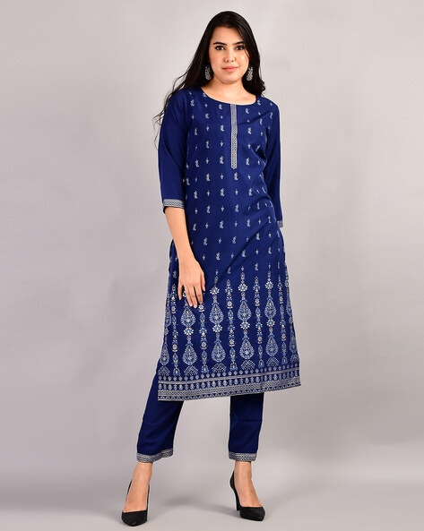 Black Rayon Sequin Embroidered Boat-Neck Straight Kurta at Soch