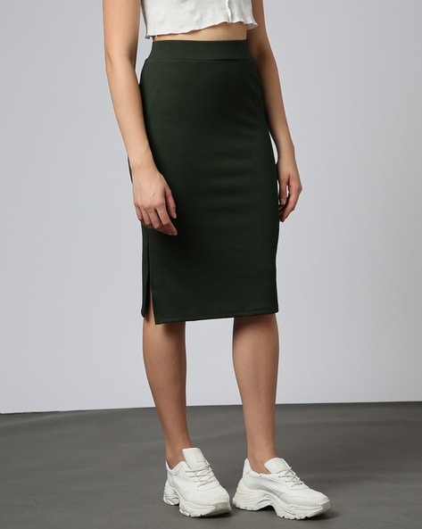 Olive green hotsell pencil skirts