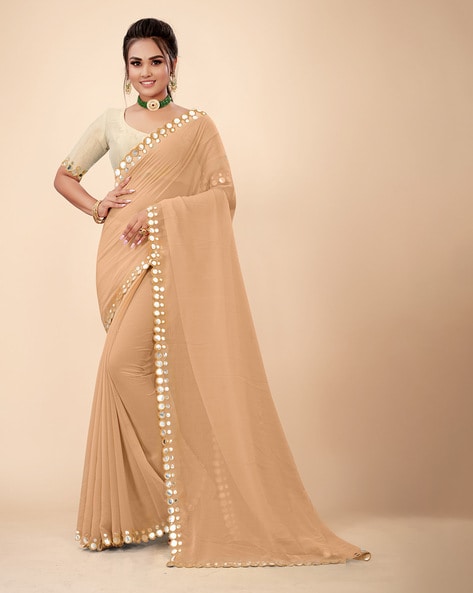 Beige Ombre Dyed Soft Georgette Saree