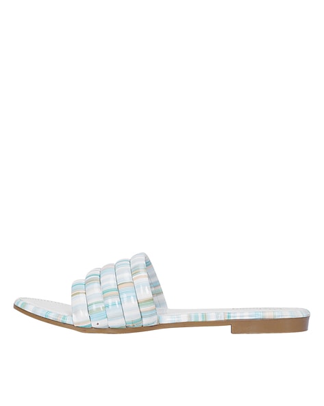 Blue and 2025 white striped sandals