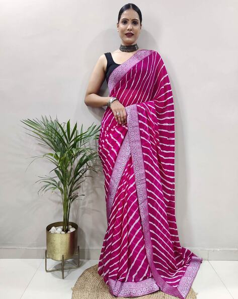 Buy Flamingo Pink Leheriya Saree online-Karagiri – Karagiri Global