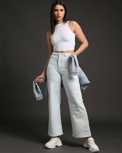 FREEHAND High-Rise Flared Lightly Washed Jeans