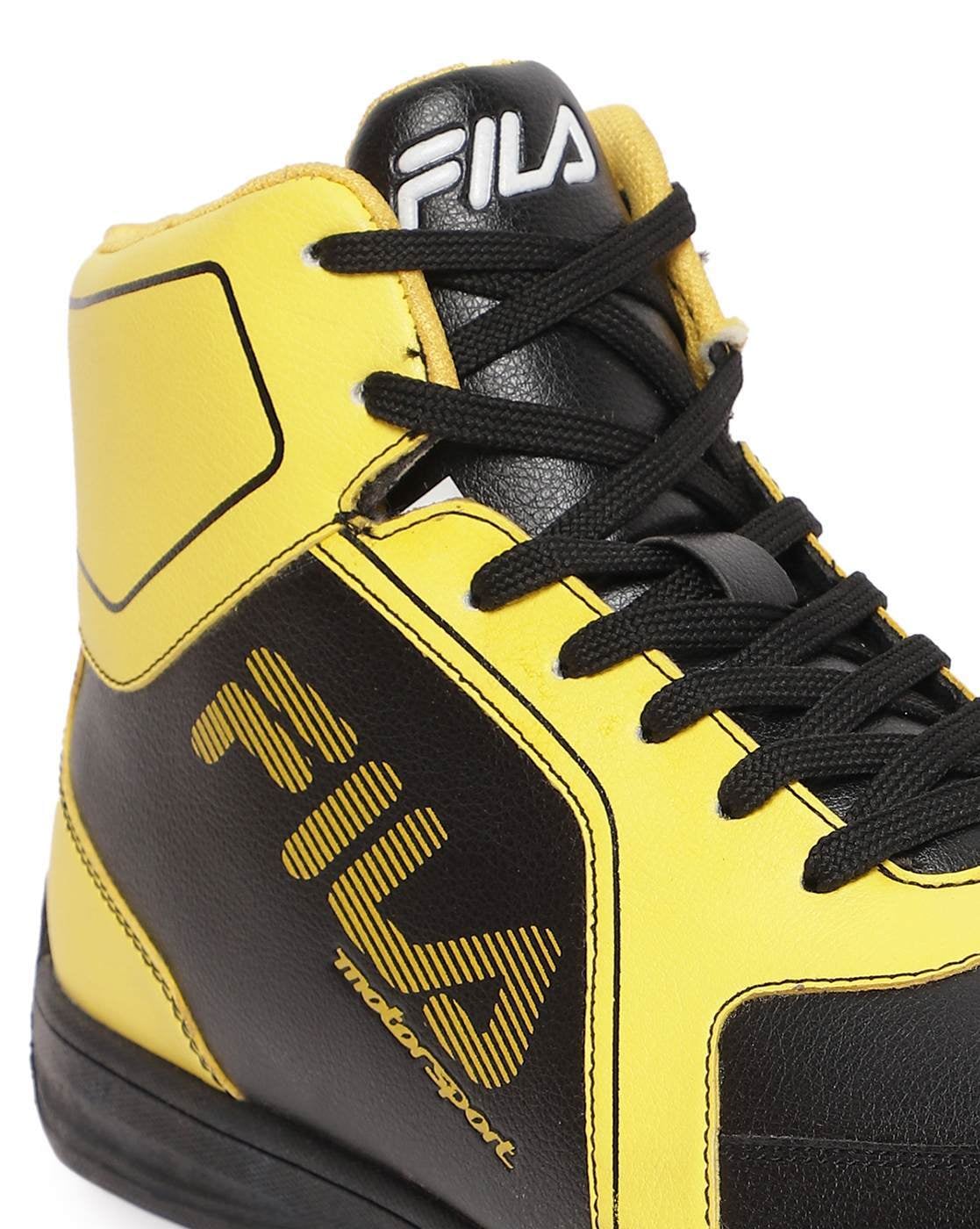 Fila black deals yellow shoes