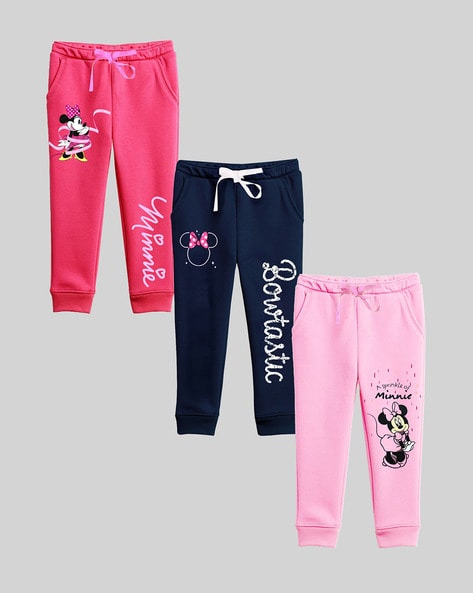 Girls Pack of 3 Minnie Mouse Print Straight Joggers