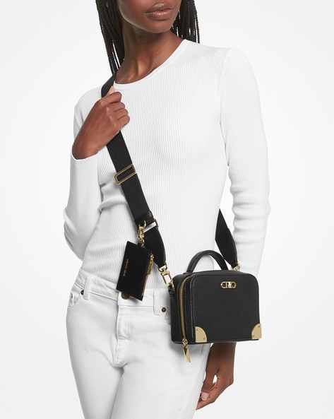 Buy Michael Kors Estelle Small Pebbled Leather Satchel | Black 
