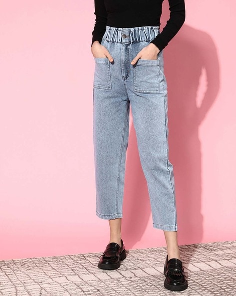 Cropped jeans hot sale elasticated waist