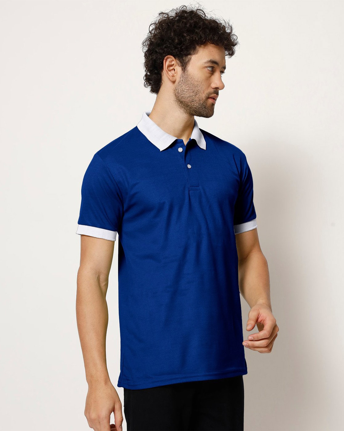 Blue t shirt with best sale white collar