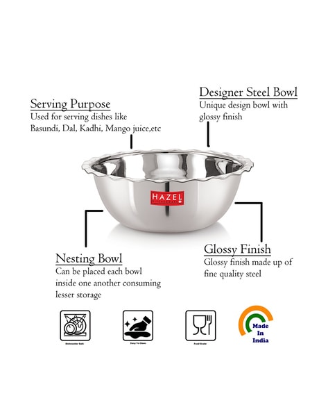 Steel serving outlet bowls