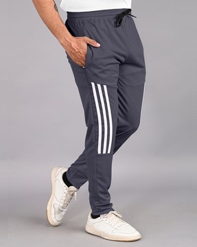 Buy Mens Stripe Track Pants Skinny Fit Stretch Trouser Elastic Jogger  1VWA0006 Small p122NavWHI at Amazonin