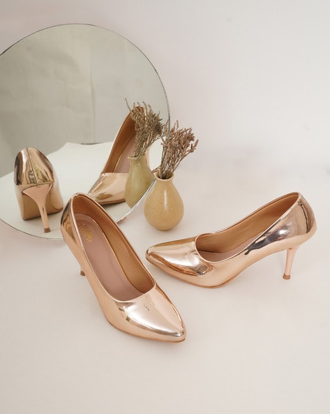 Buy Rose Gold Heeled Sandals for Women by Everqupid Online | Ajio.com